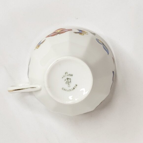 Porsgrund Farmer's Rose Floral Tea Cup Saucer Gold Rim 4 Sets Scandinavian 4oz - Picture 5 of 6